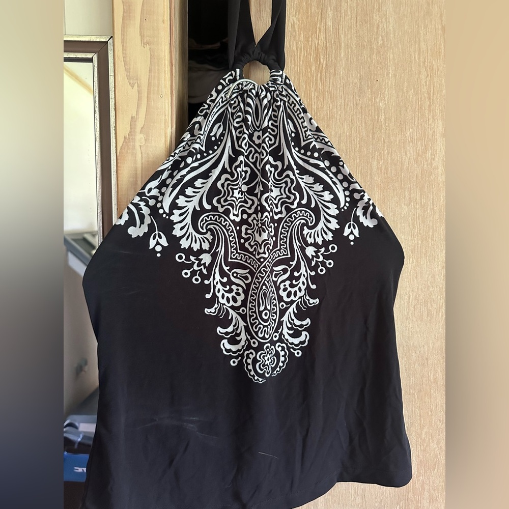 Black and White Paisley Halter Top by White house and Black market